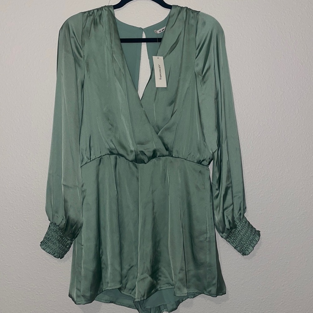 Sage green satin romper size medium never worn